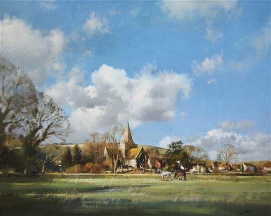 § Frank Wootton (1911-1978) View of Alfriston 20 x 24.5ins